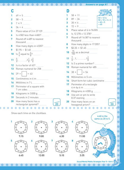 Excel Basic Skills - Mental Maths Strategies Year 5