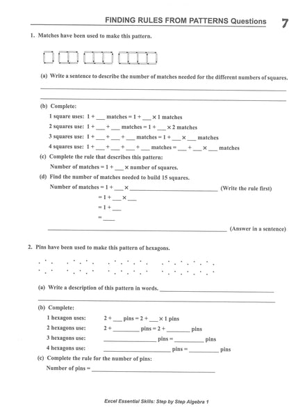 Excel Essential Skills - Step-by-Step Algebra 1 Years 7-8