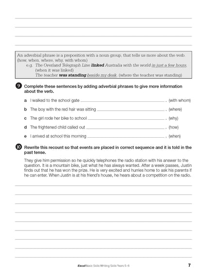 Excel Basic Skills - Writing Skills Years 5-6