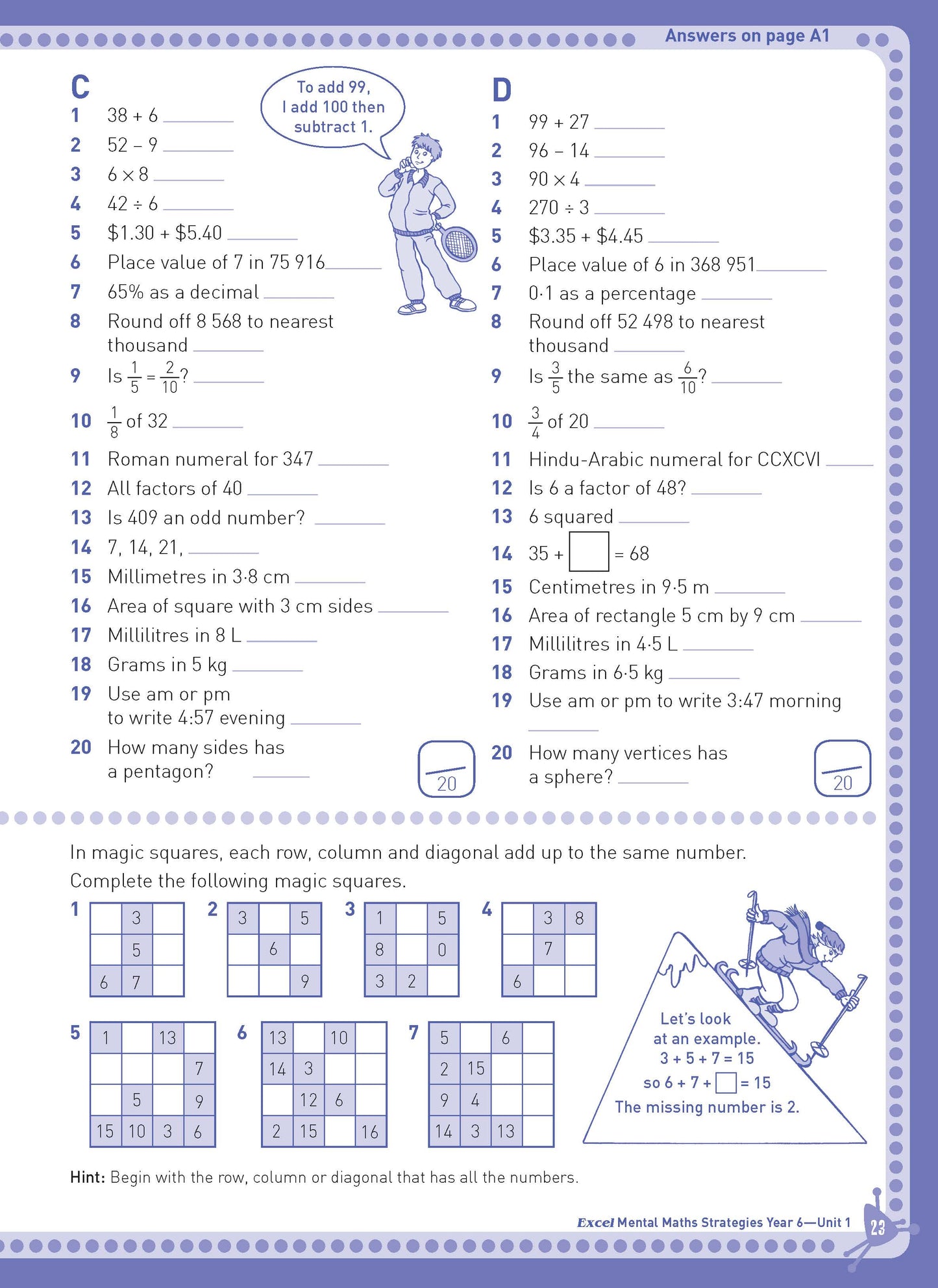 Excel Basic Skills - Mental Maths Strategies Year 6
