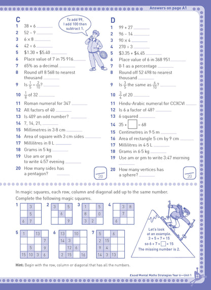 Excel Basic Skills - Mental Maths Strategies Year 6