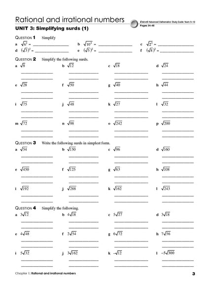 Excel Essential Skills - Advanced Mathematics Revision & Exam Workbook Year 10