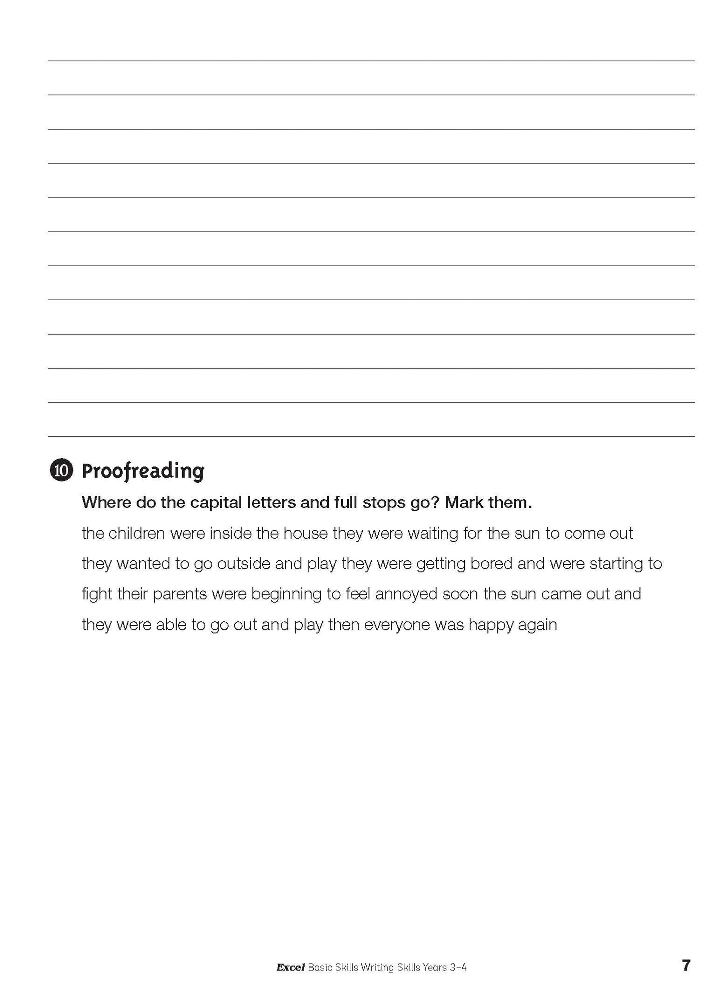 Excel Basic Skills - Writing Skills Years 3-4