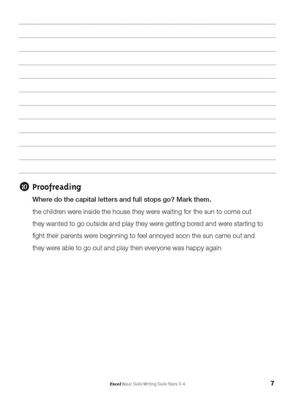 Excel Basic Skills - Writing Skills Years 3-4