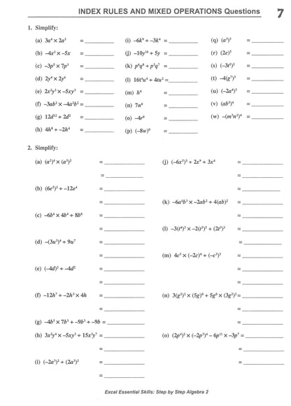 Excel Essential Skills - Step-by-Step Algebra 2 Years 8-10