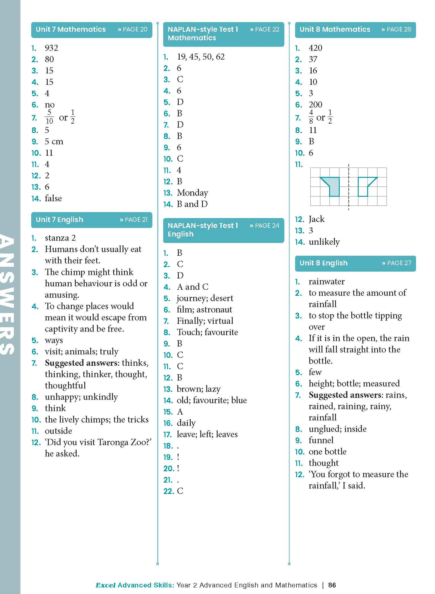 Excel Advanced Skills - Advanced English and Mathematics Year 2