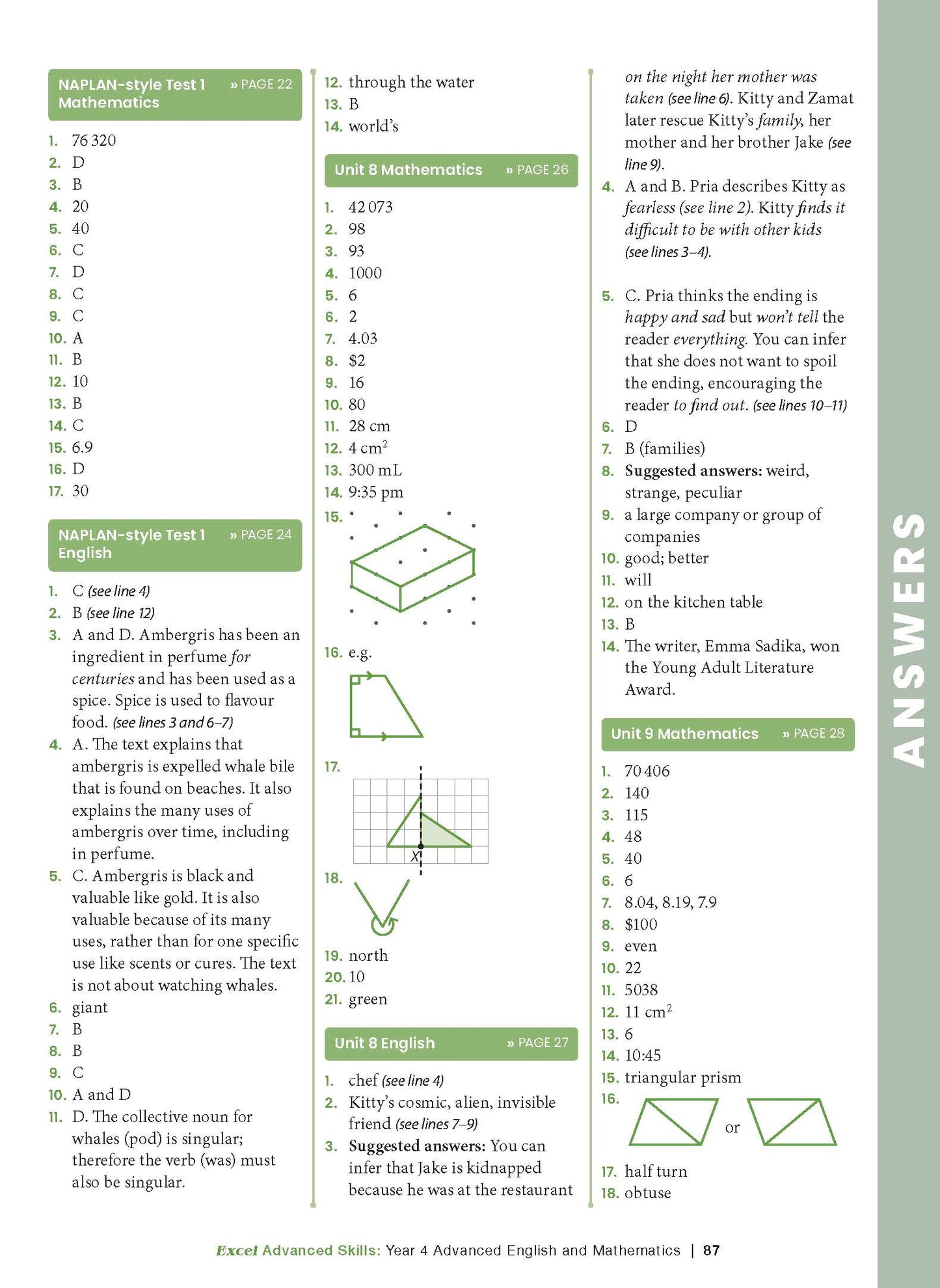 Excel Advanced Skills - Advanced English and Mathematics Year 4