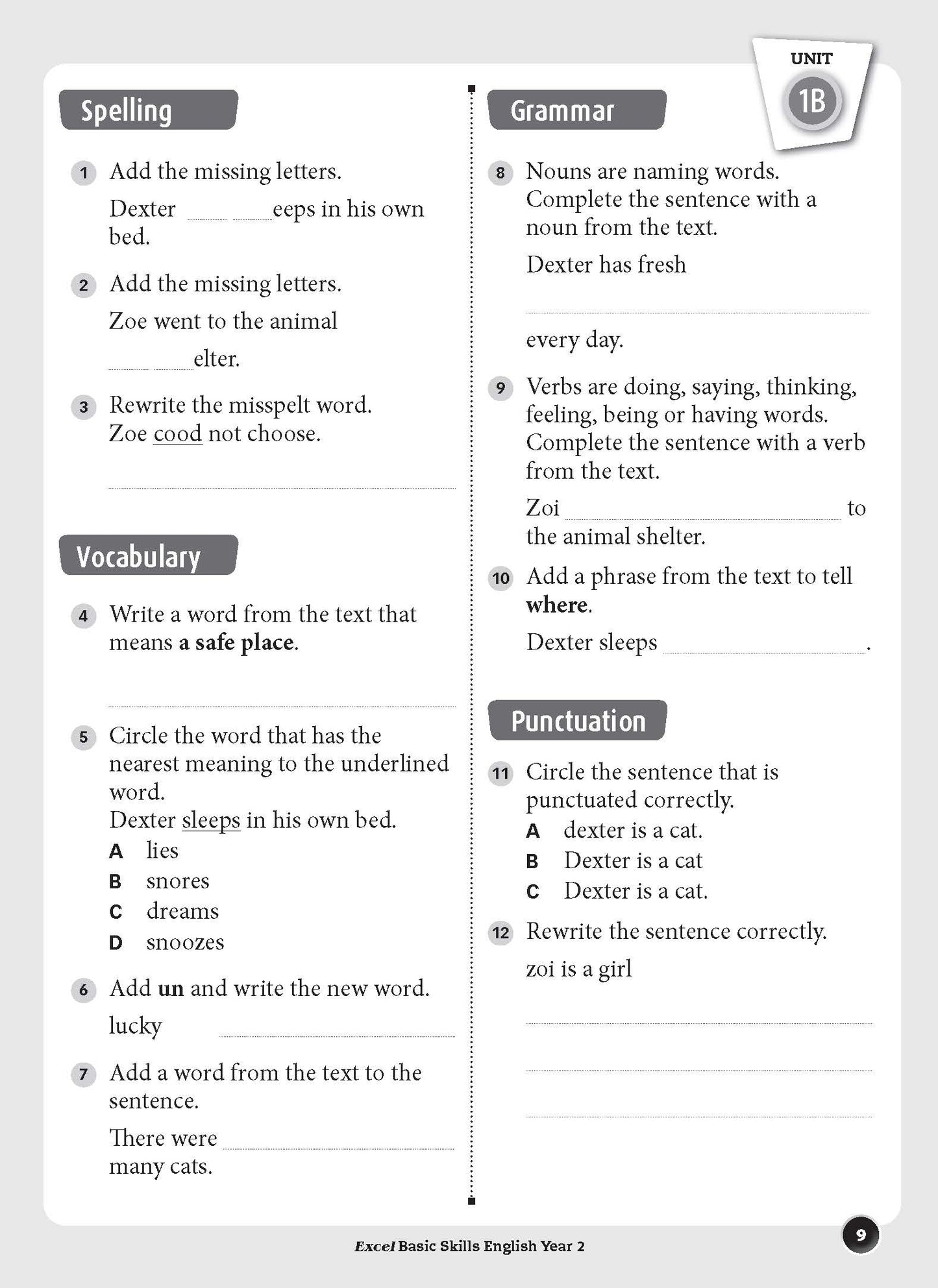 Excel Basic Skills - English Year 2