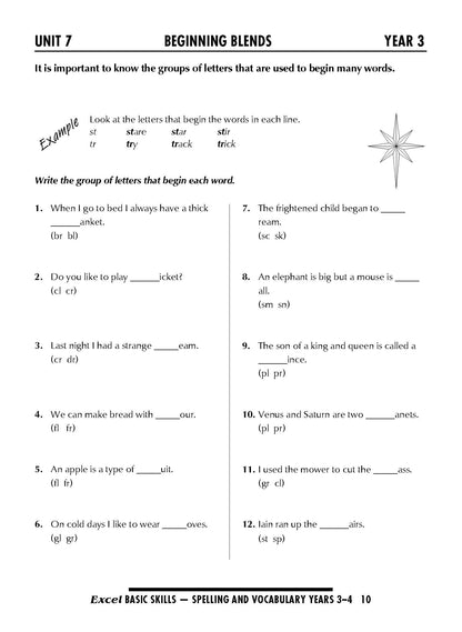 Excel Basic Skills - Spelling and Vocabulary Years 3-4