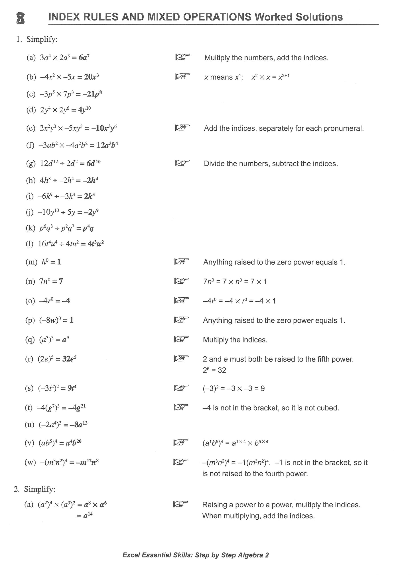 Excel Essential Skills - Step-by-Step Algebra 2 Years 8-10