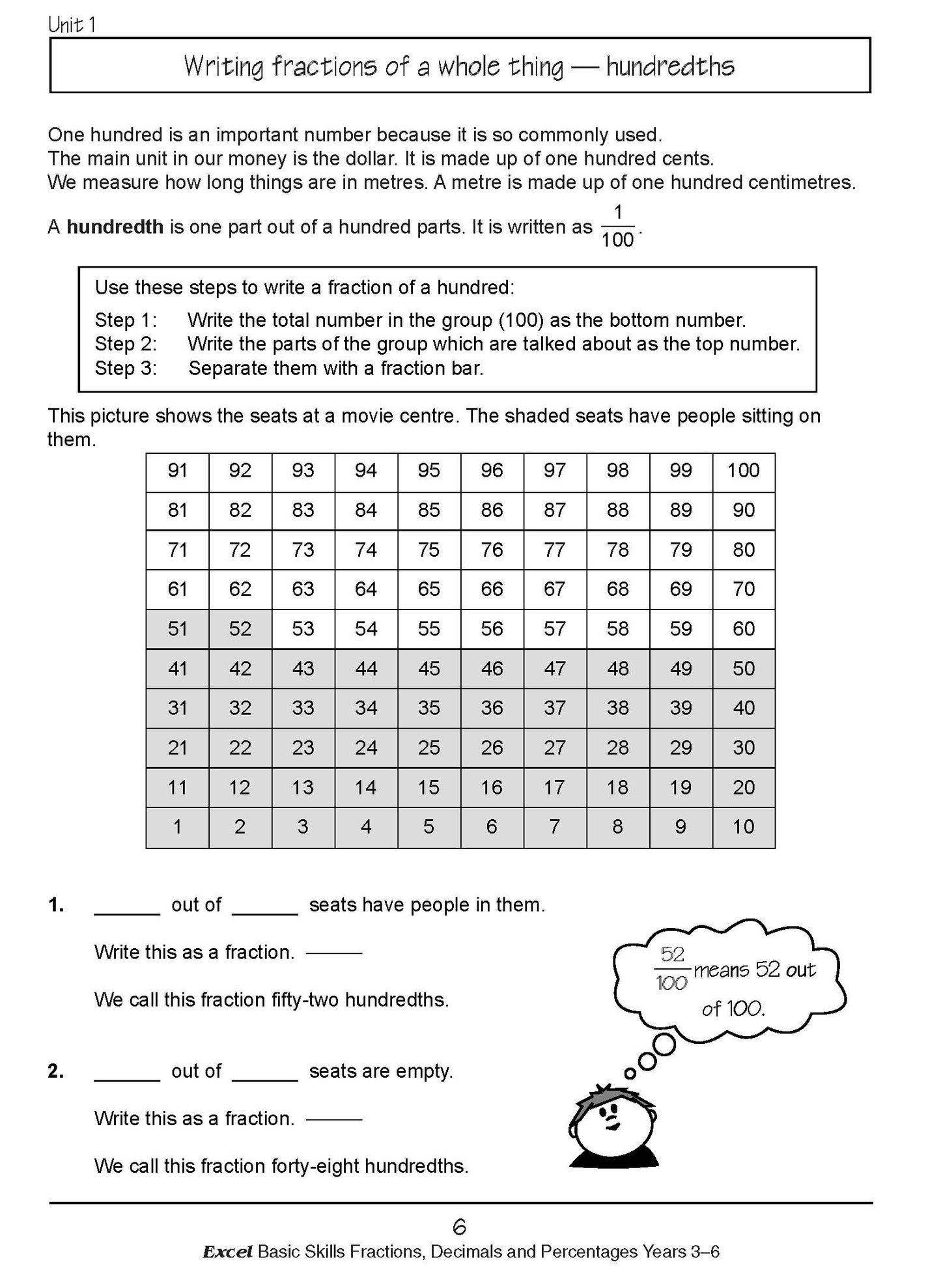 Excel Basic Skills - Fractions, Decimals and Percentages Years 3-6