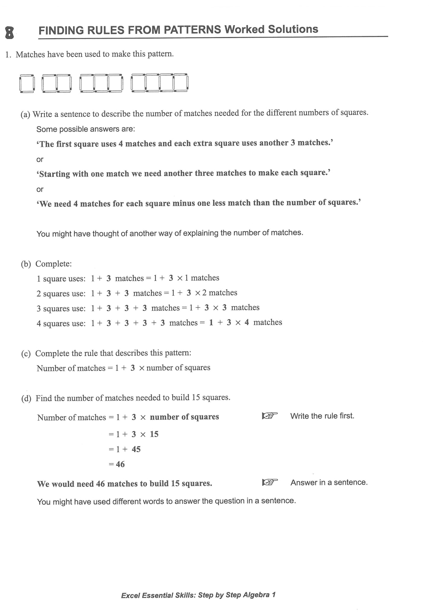 Excel Essential Skills - Step-by-Step Algebra 1 Years 7-8