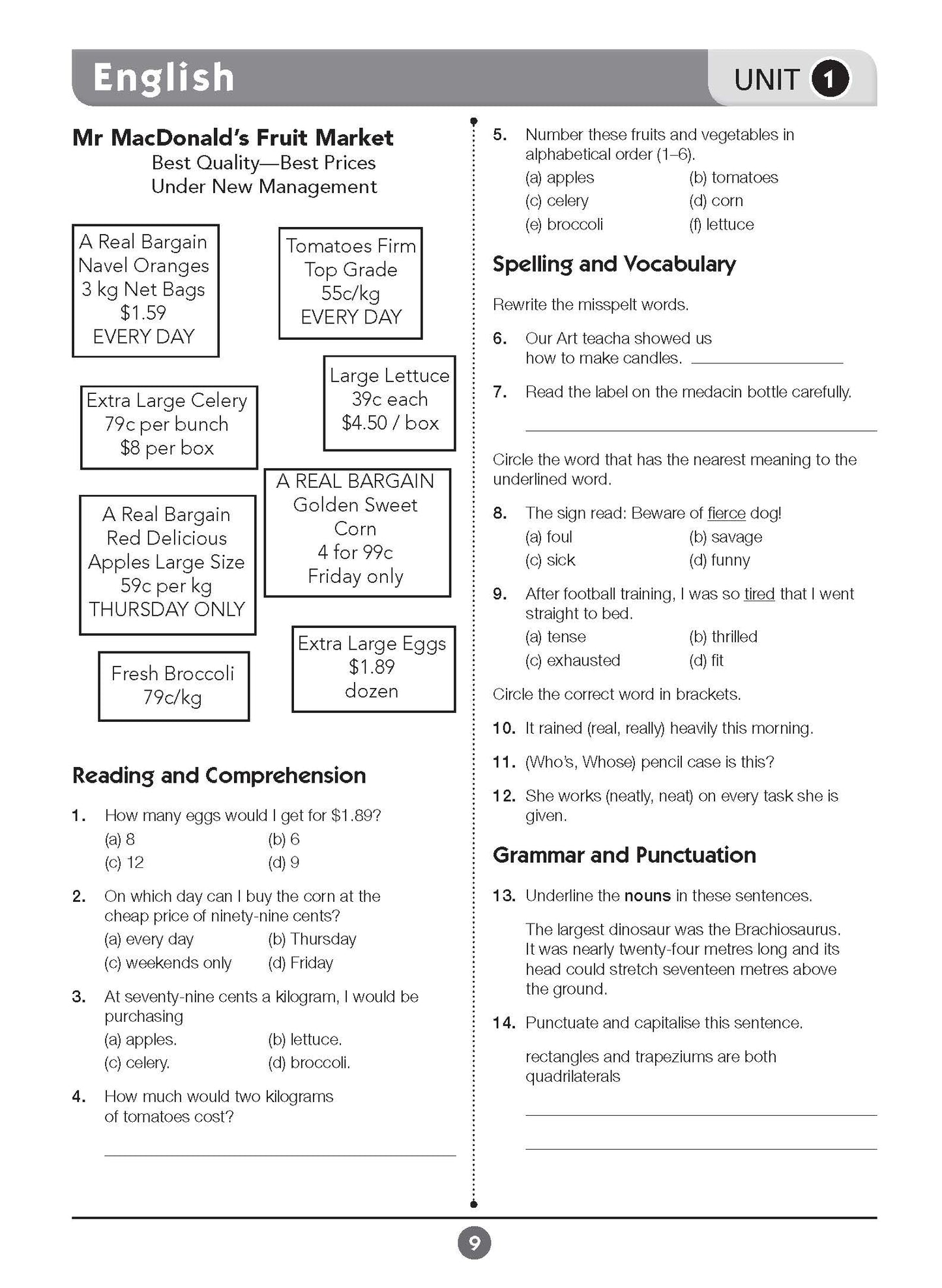 Excel Basic Skills - English and Mathematics Year 4