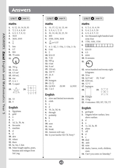 Excel Basic Skills - English and Mathematics Year 5