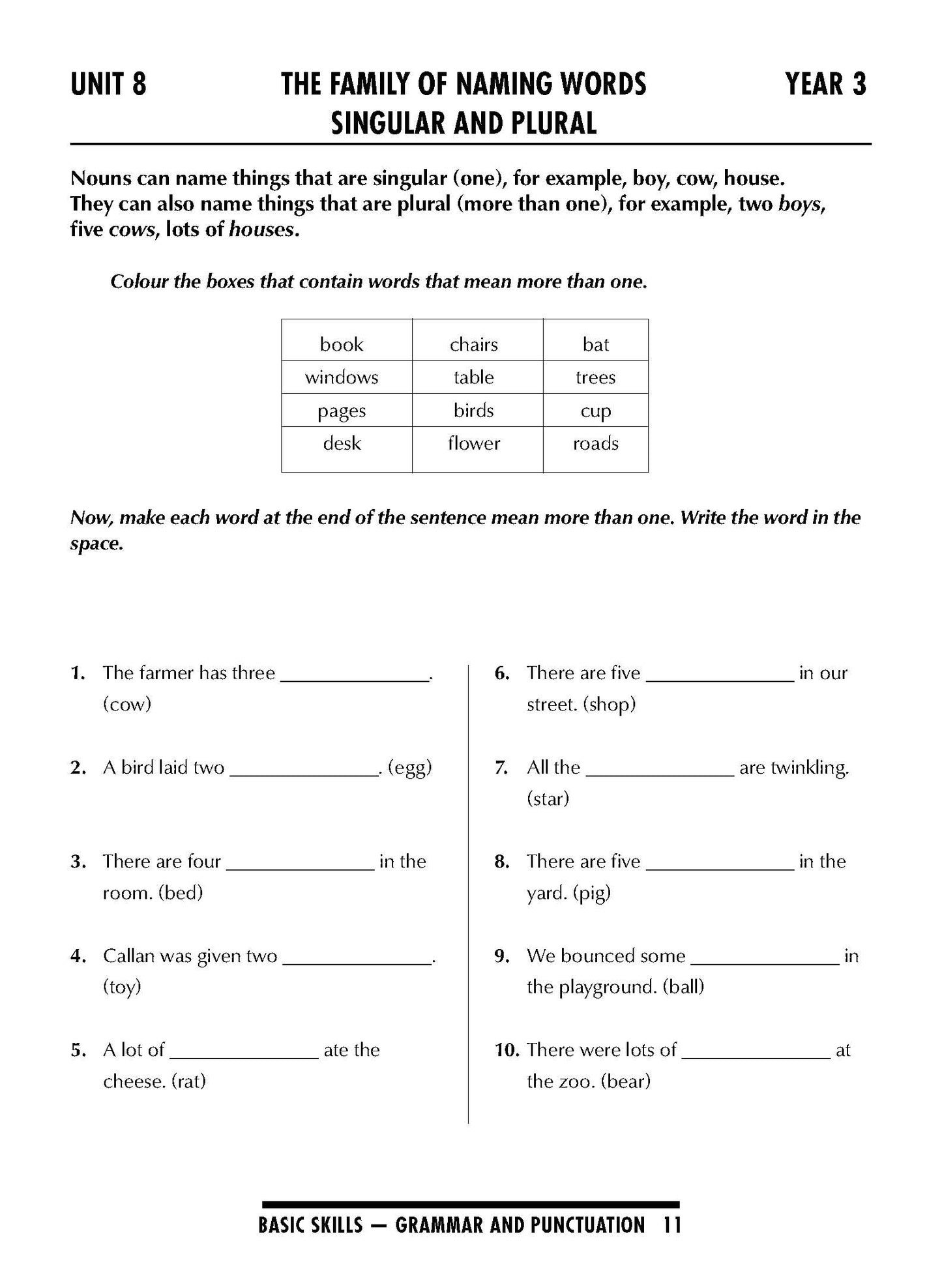 Excel Basic Skills - Grammar and Punctuation Years 3-4