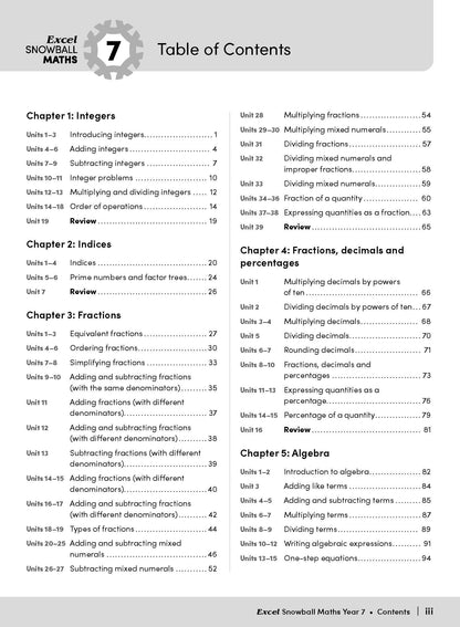 Excel Snowball - Maths Year 7