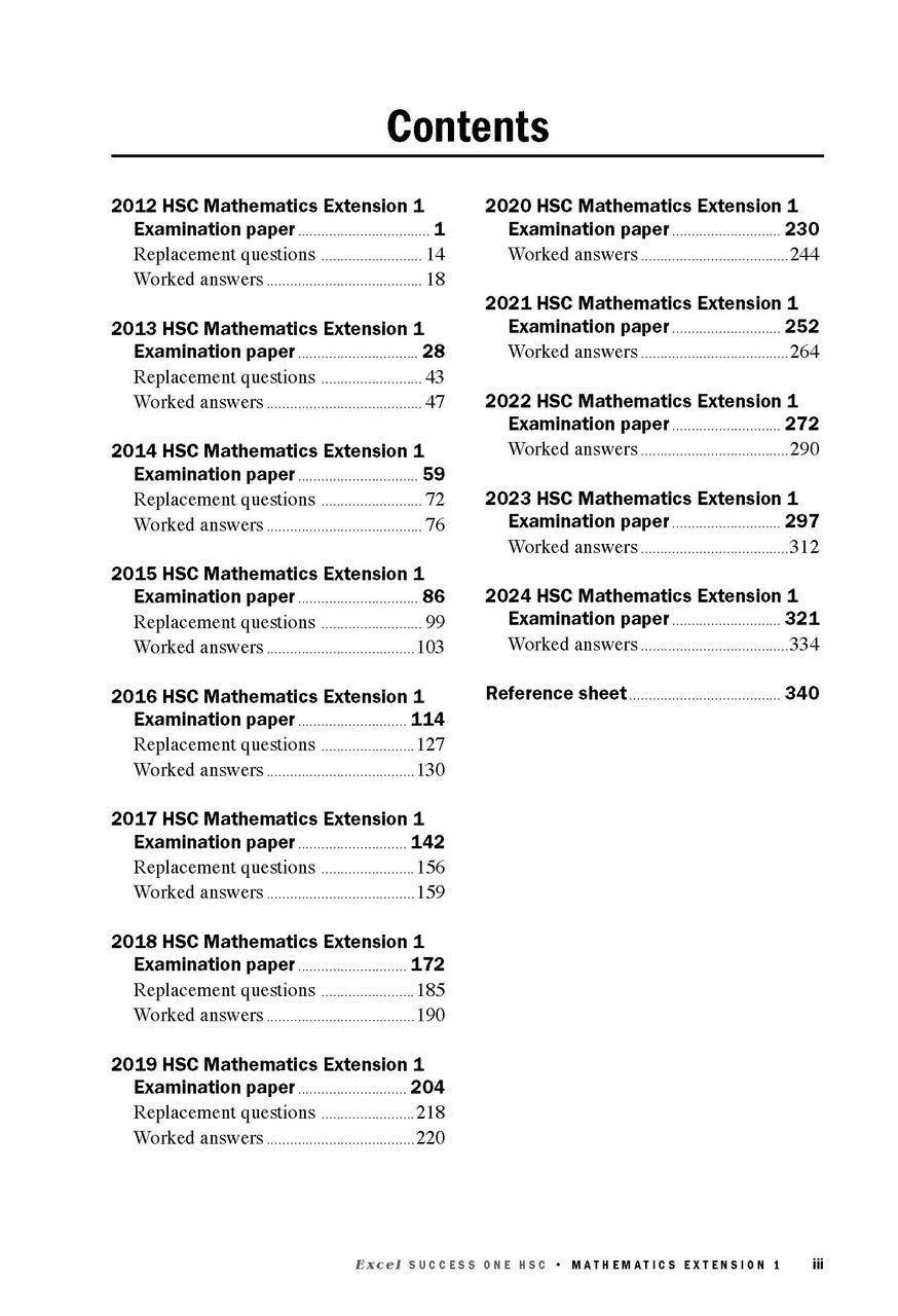 Excel Success One HSC Year 12 Mathematics Extension 1 (2025 Edition)