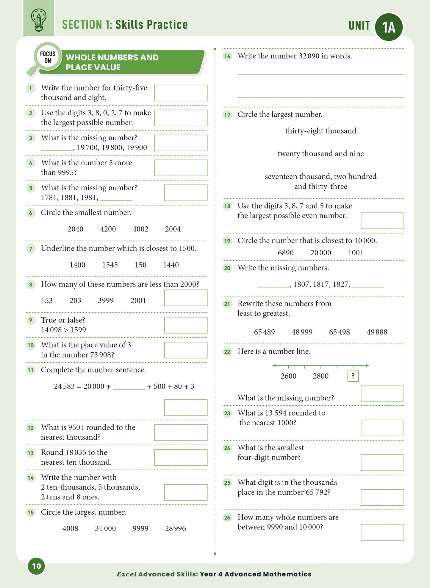 Excel Advanced Skills - Advanced Mathematics Year 4