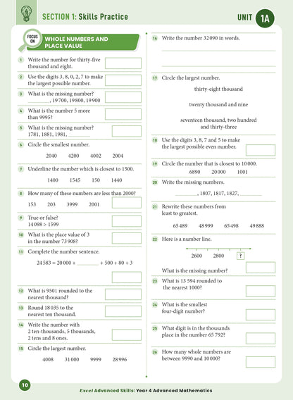 Excel Advanced Skills - Advanced Mathematics Year 4