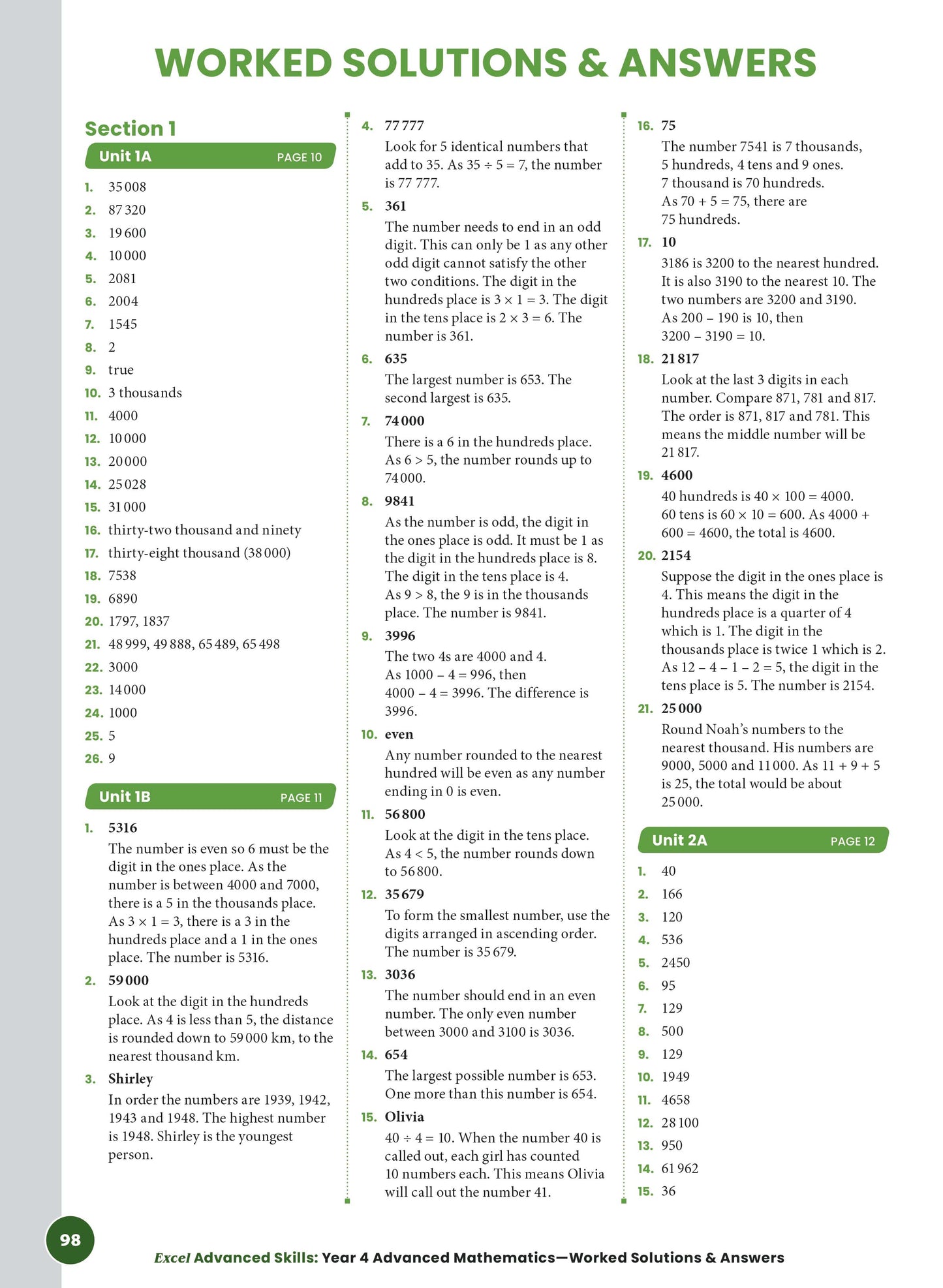 Excel Advanced Skills - Advanced Mathematics Year 4