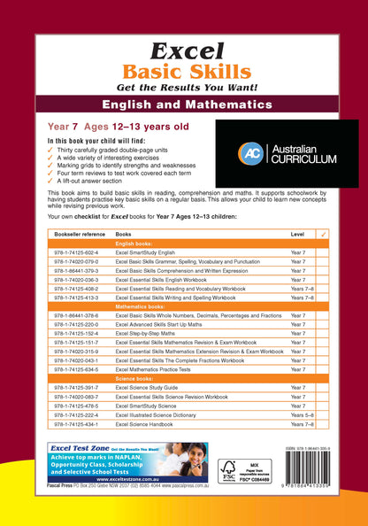 Excel Basic Skills - English and Mathematics Year 7