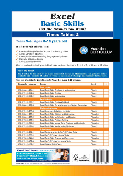 Excel Basic Skills - Times Tables 2 Years 3-4