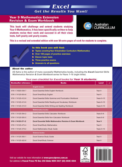 Excel Essential Skills - Mathematics Extension Revision & Exam Workbook Year 9