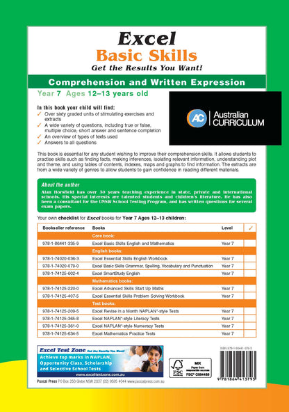Excel Basic Skills - Comprehension and Written Expression Year 7