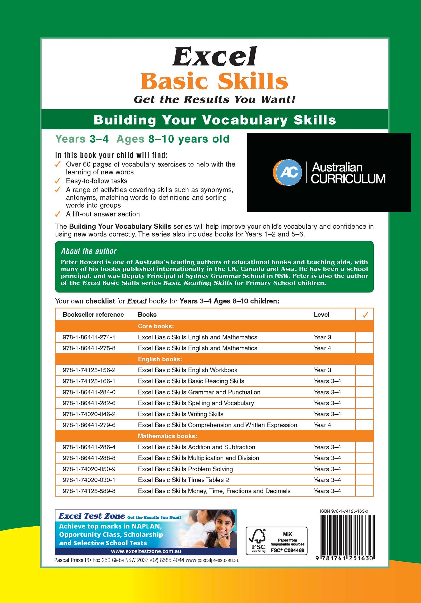 Excel Basic Skills - Building Your Vocabulary Skills Years 3-4
