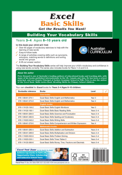 Excel Basic Skills - Building Your Vocabulary Skills Years 3-4