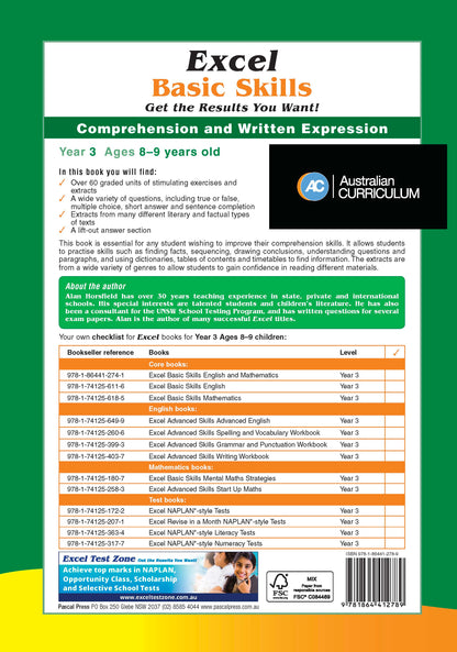Excel Basic Skills - Comprehension and Written Expression Year 3