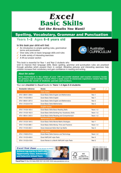 Excel Basic Skills - Spelling, Vocabulary, Grammar and Punctuation Years 1-2