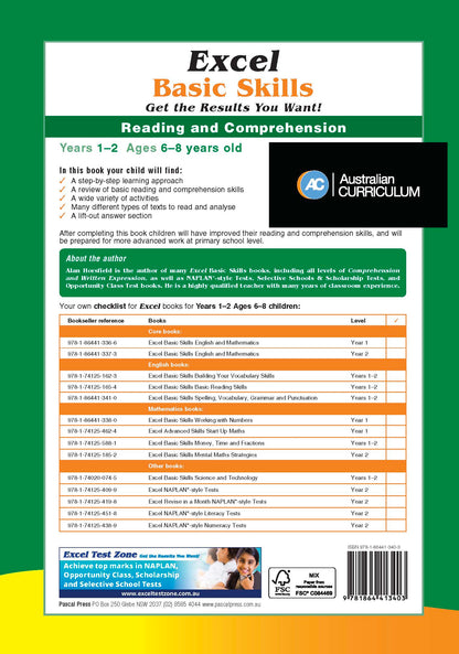 Excel Basic Skills - Reading and Comprehension Years 1-2