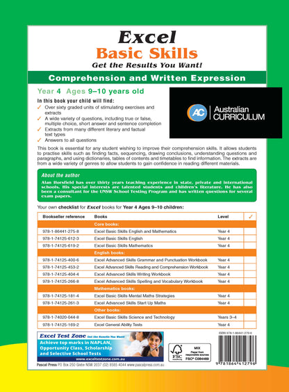 Excel Basic Skills - Comprehension and Written Expression Year 4