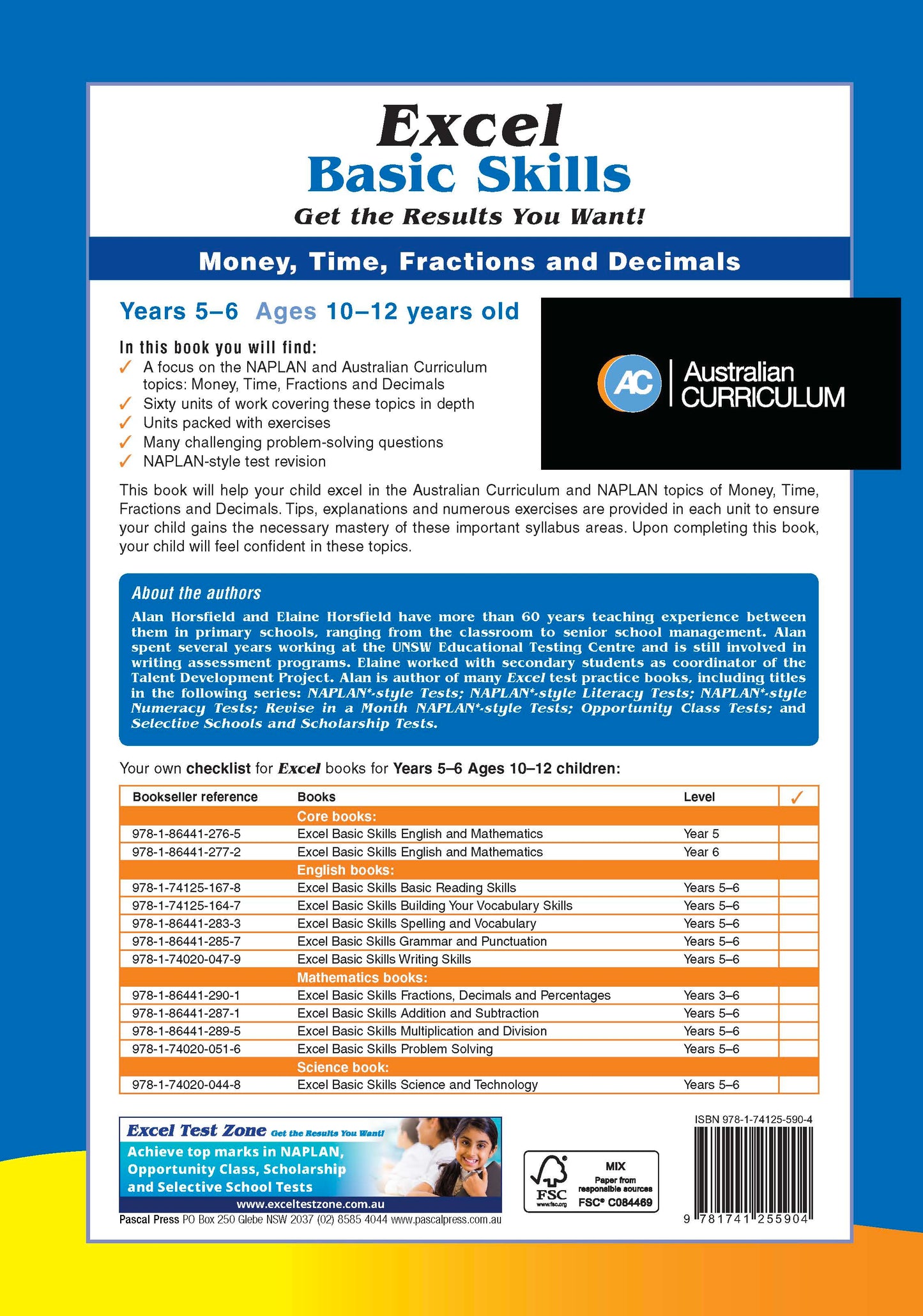 Excel Basic Skills - Money, Time, Fractions and Decimals Years 5-6