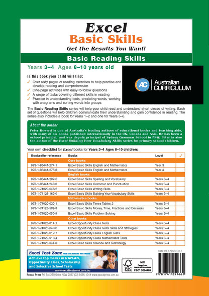 Excel Basic Skills - Basic Reading Skills Years 3-4