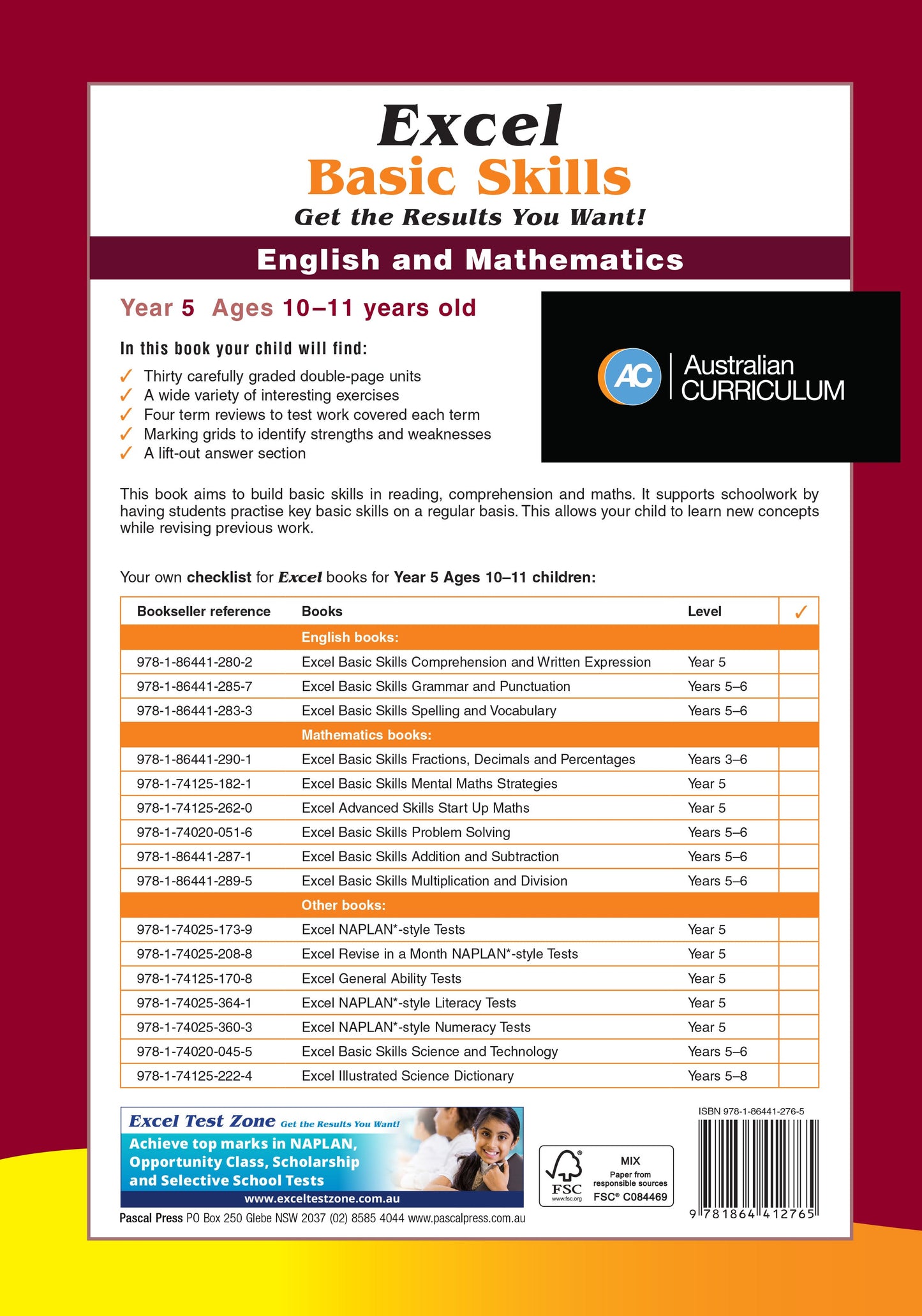 Excel Basic Skills - English and Mathematics Year 5