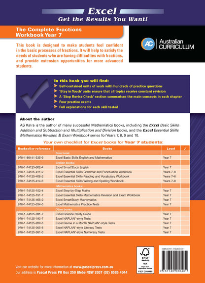 Excel Essential Skills - The Complete Fractions Workbook Year 7