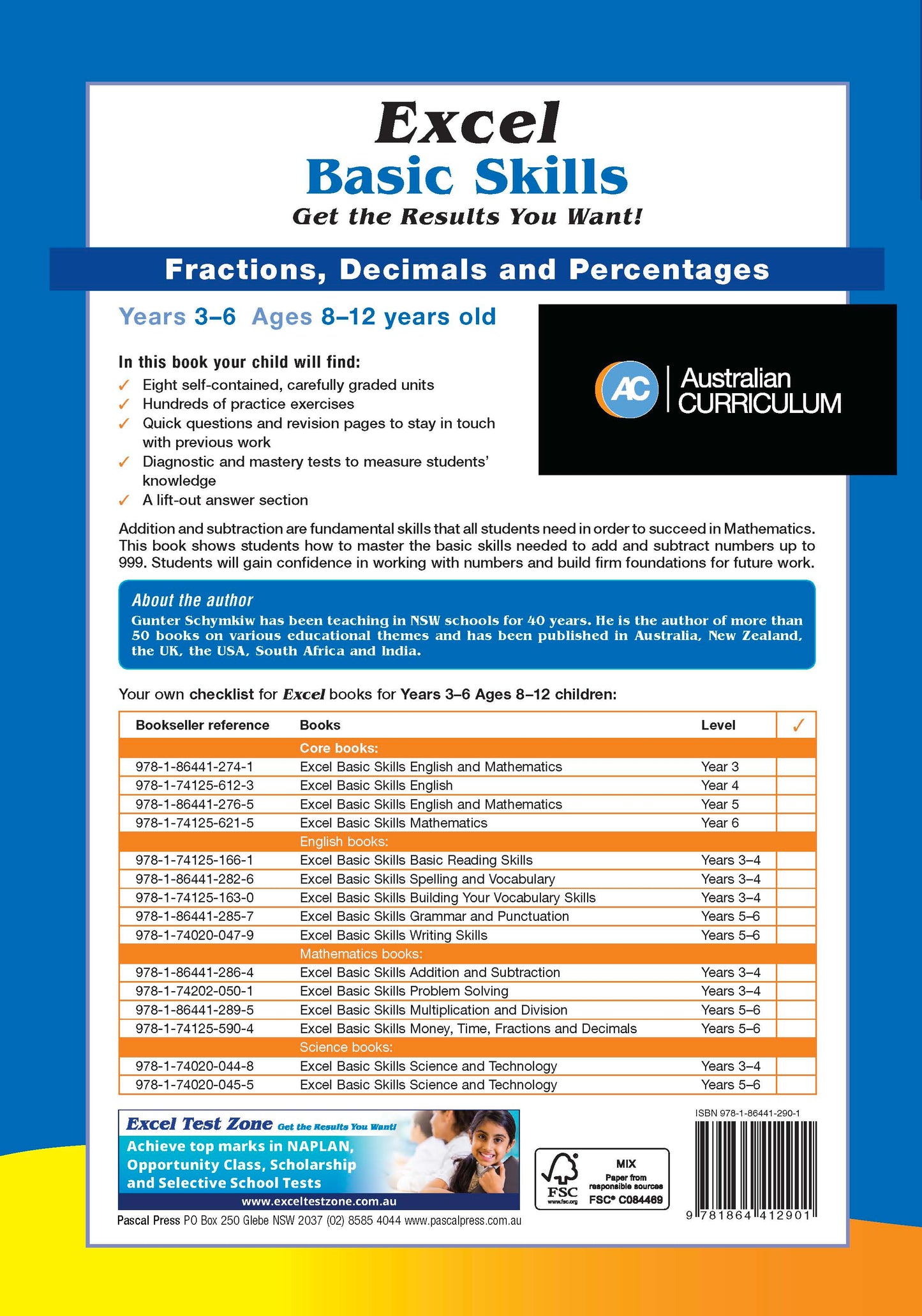 Excel Basic Skills - Fractions, Decimals and Percentages Years 3-6