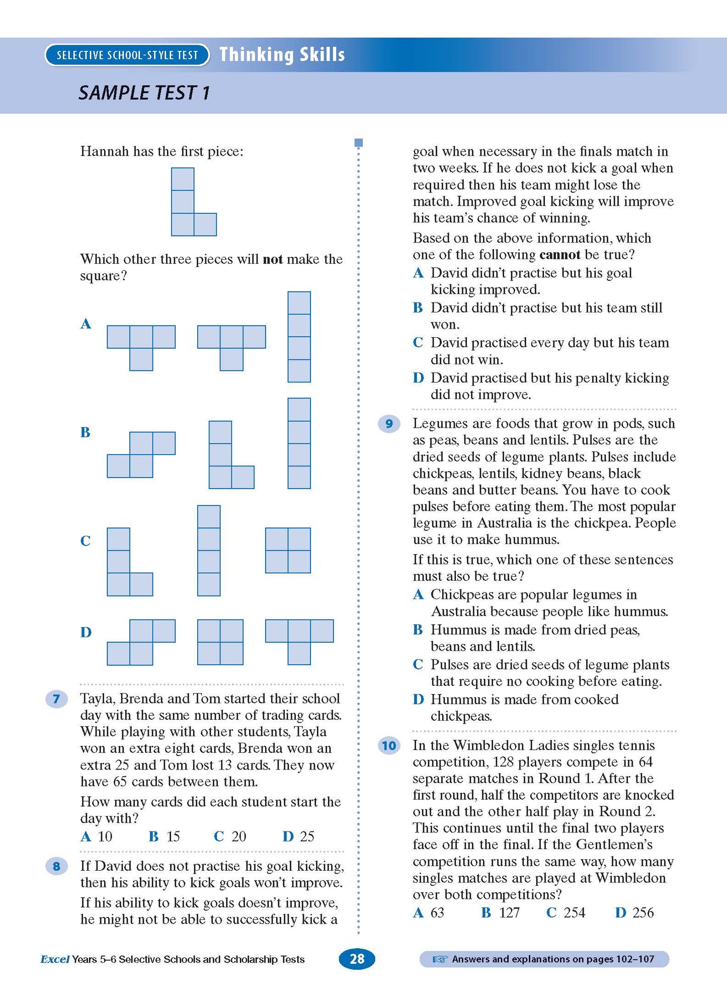 Excel Selective Schools and Scholarship Tests Years 5-6