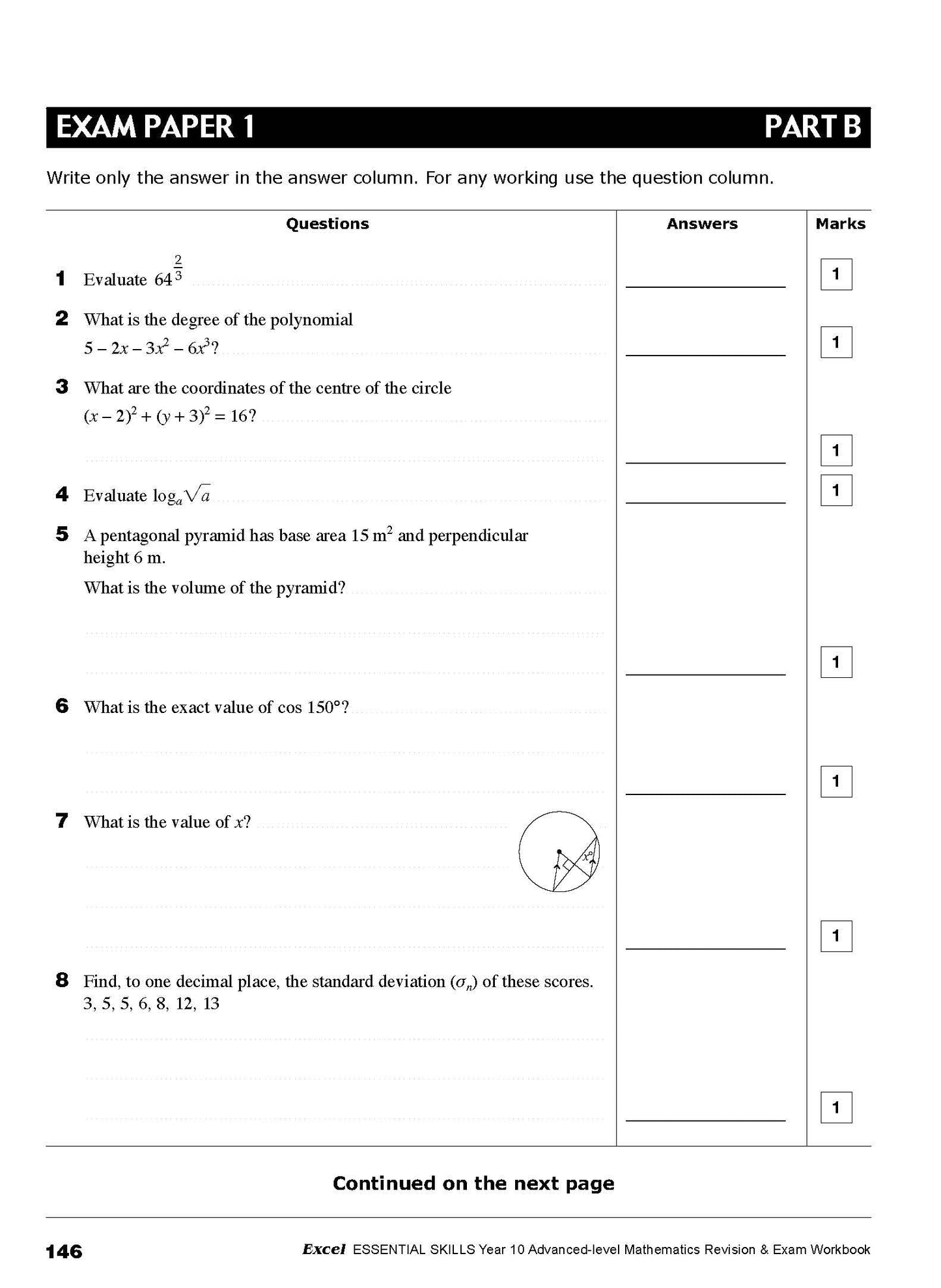 Excel Essential Skills - Advanced Mathematics Revision & Exam Workbook Year 10