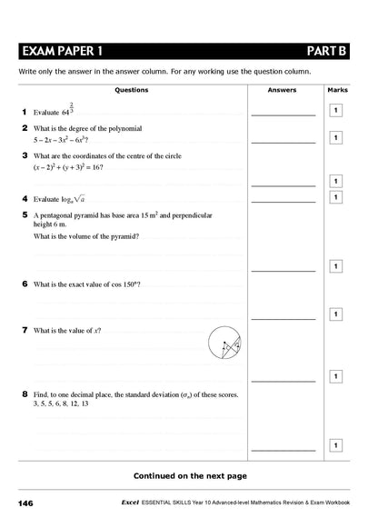 Excel Essential Skills - Advanced Mathematics Revision & Exam Workbook Year 10