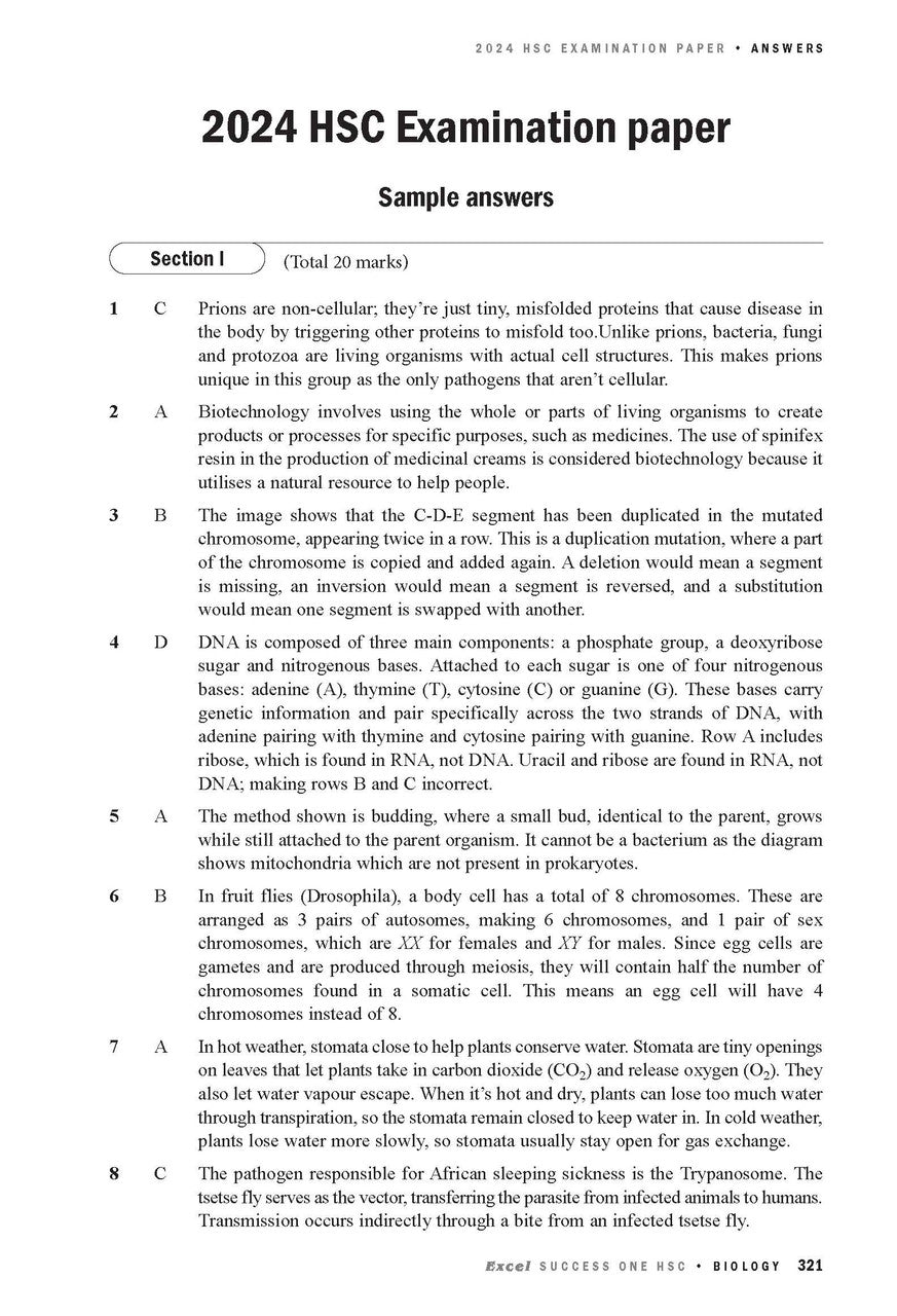 Excel Success One HSC Year 12 Biology (2025 Edition)
