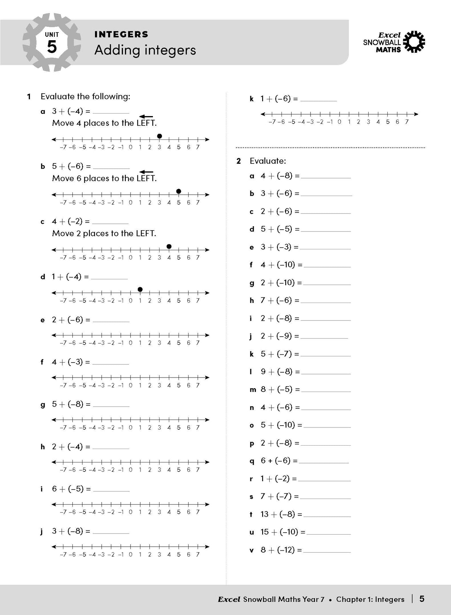 Excel Snowball - Maths Year 7