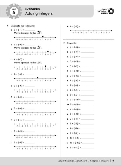 Excel Snowball - Maths Year 7