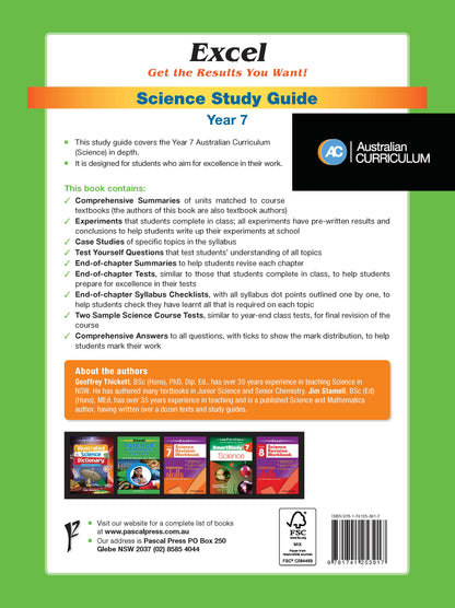 Excel Study Guide - Science Year 7