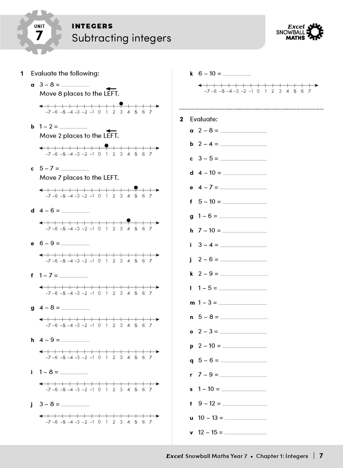 Excel Snowball - Maths Year 7