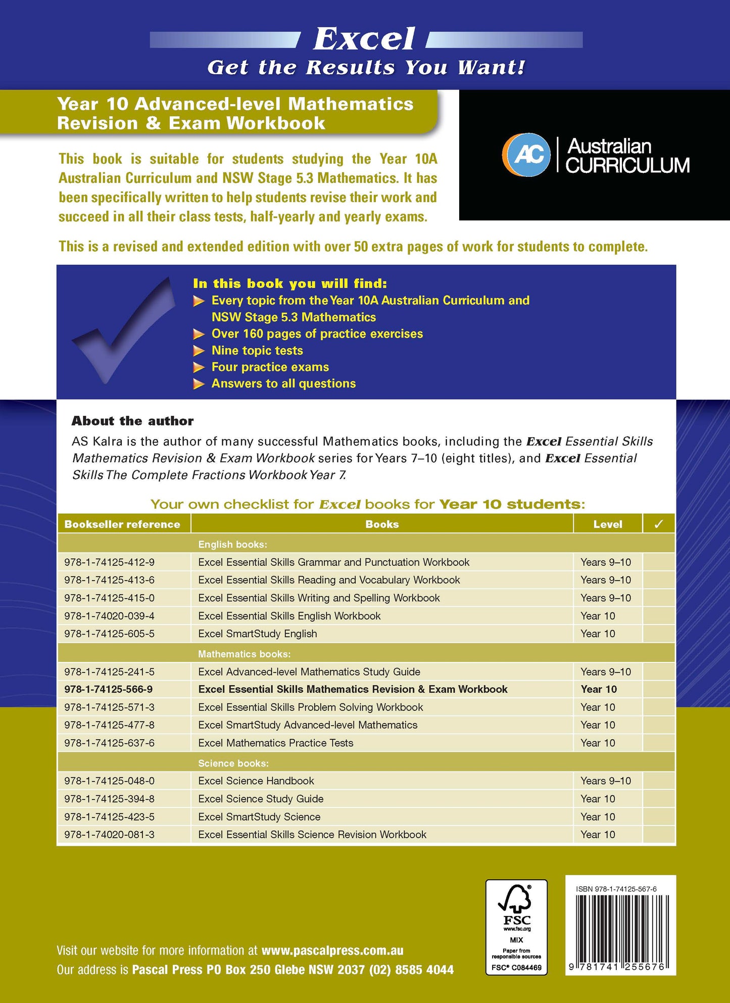 Excel Essential Skills - Advanced Mathematics Revision & Exam Workbook Year 10