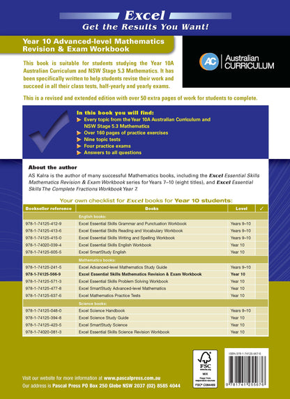 Excel Essential Skills - Advanced Mathematics Revision & Exam Workbook Year 10