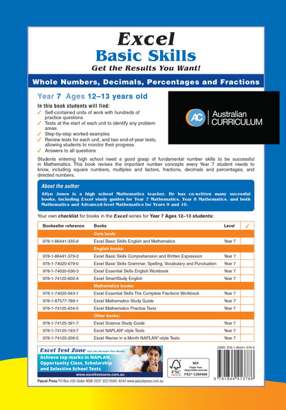 Excel Basic Skills - Whole Numbers, Decimals, Percentages and Fractions Year 7